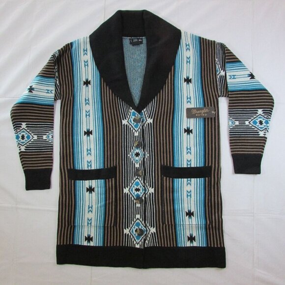 Wrangler Retro Women's LG Long Sleeve Button V Neck Cardigan Sweater Multi - Picture 2 of 4